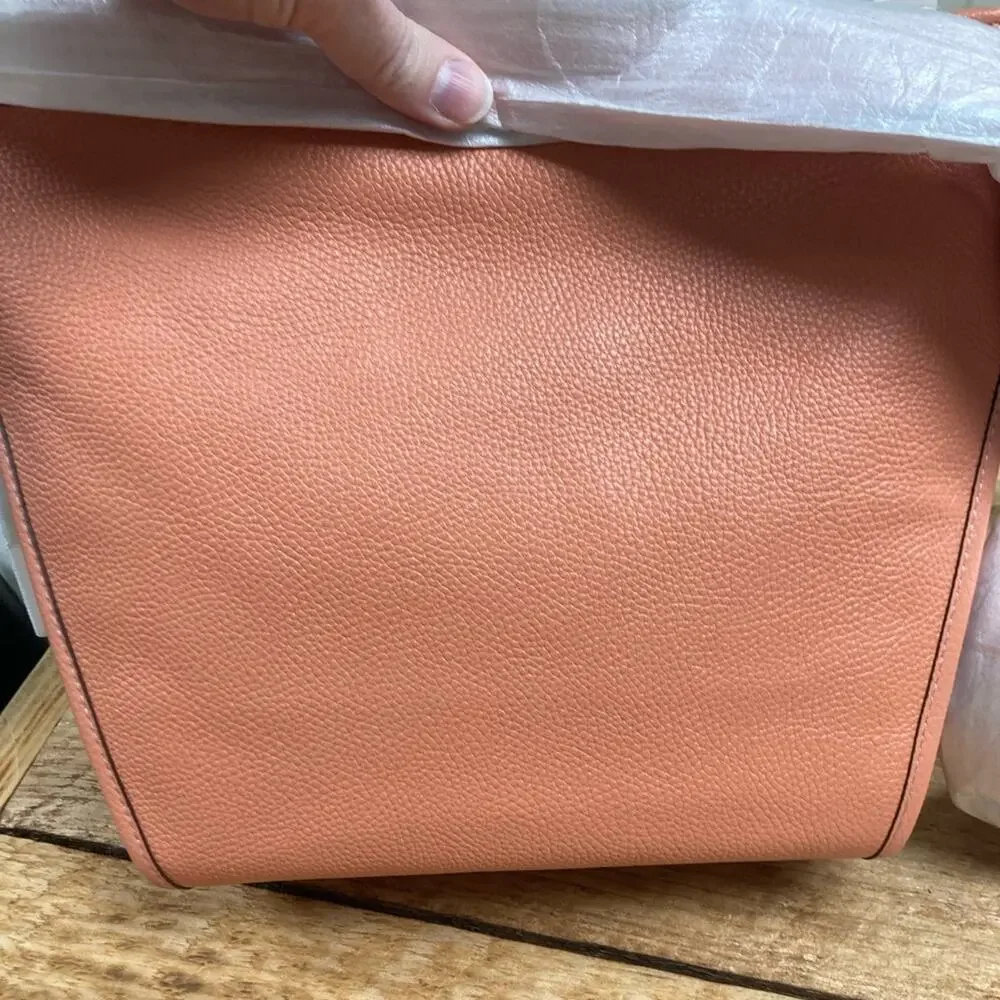 New Coach Purse Coral Pebbled Leather Shoulder Bag Crossbody